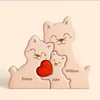 Personalized Custom Cat Family Wooden Puzzle DIY Engraving Name Sculpture Home Decor