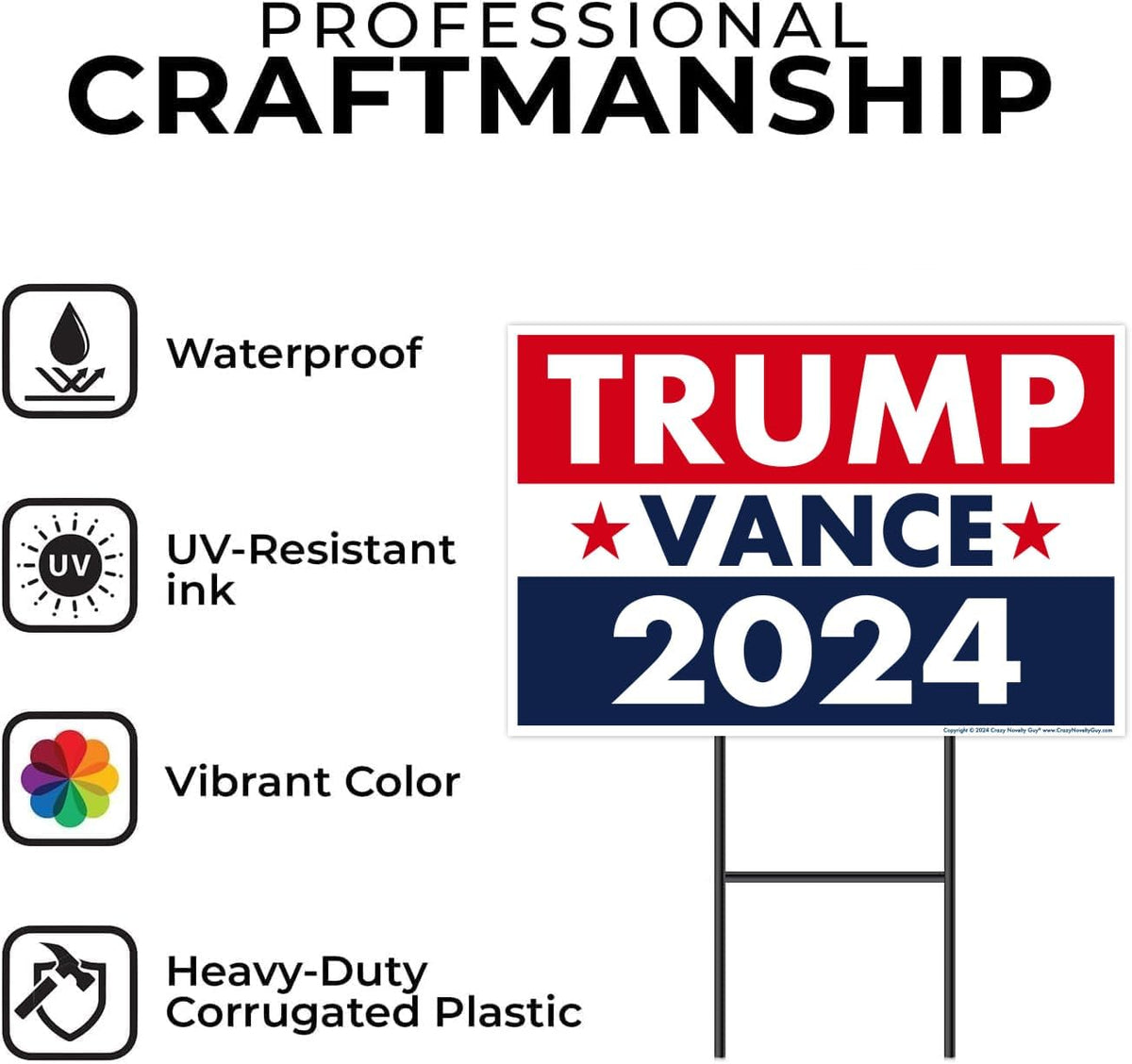 Trump Vance 2024 Yard Sign, Gift For Trump Supporters, Election 2024