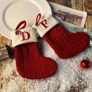 Alphabet Stocking, Knit Christmas Stocking with Personalized Initials - Perfect for Christmas Party Decorations