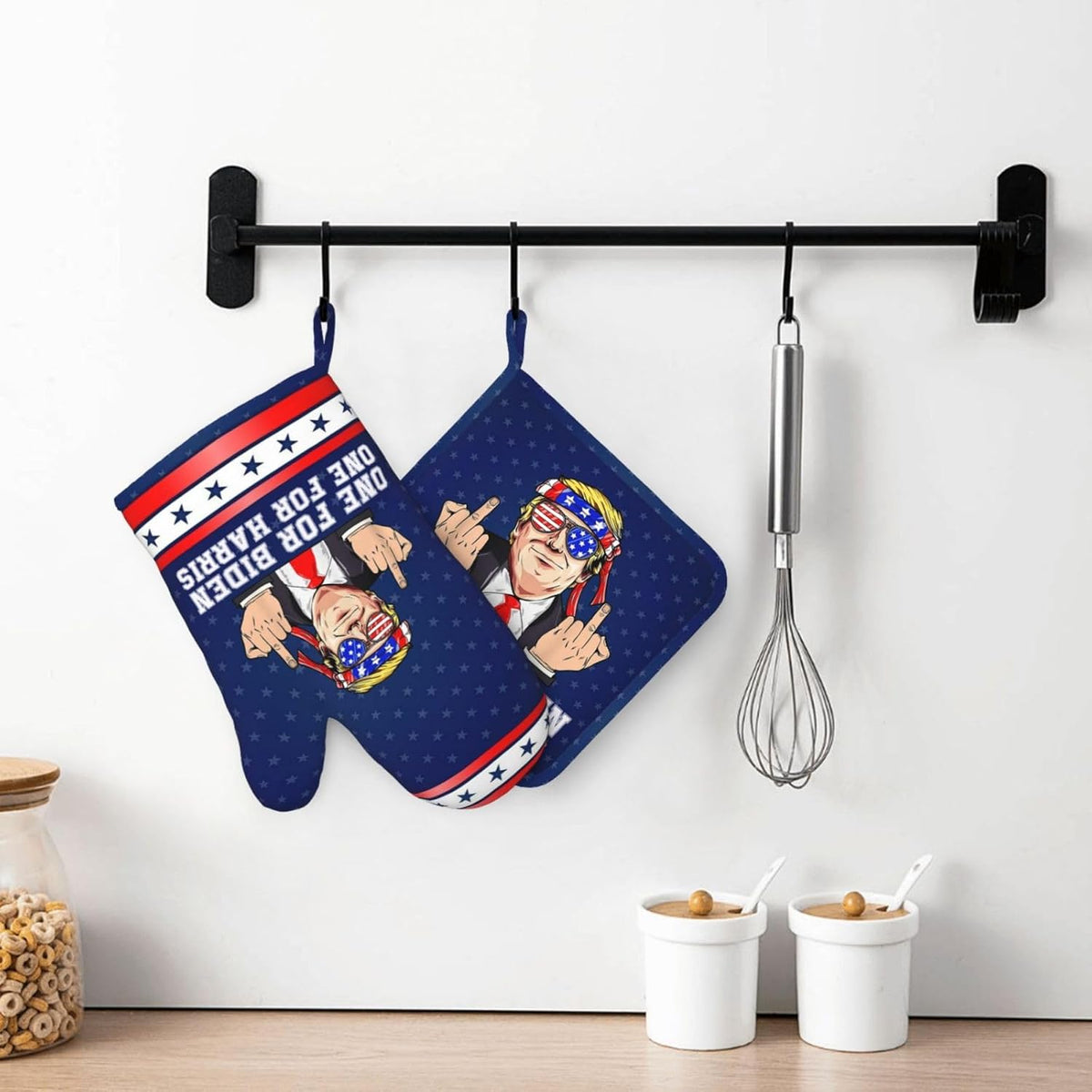 Trump Middle Finger Biden Harris Oven Mitts, Gift For Trump Fans, Elec