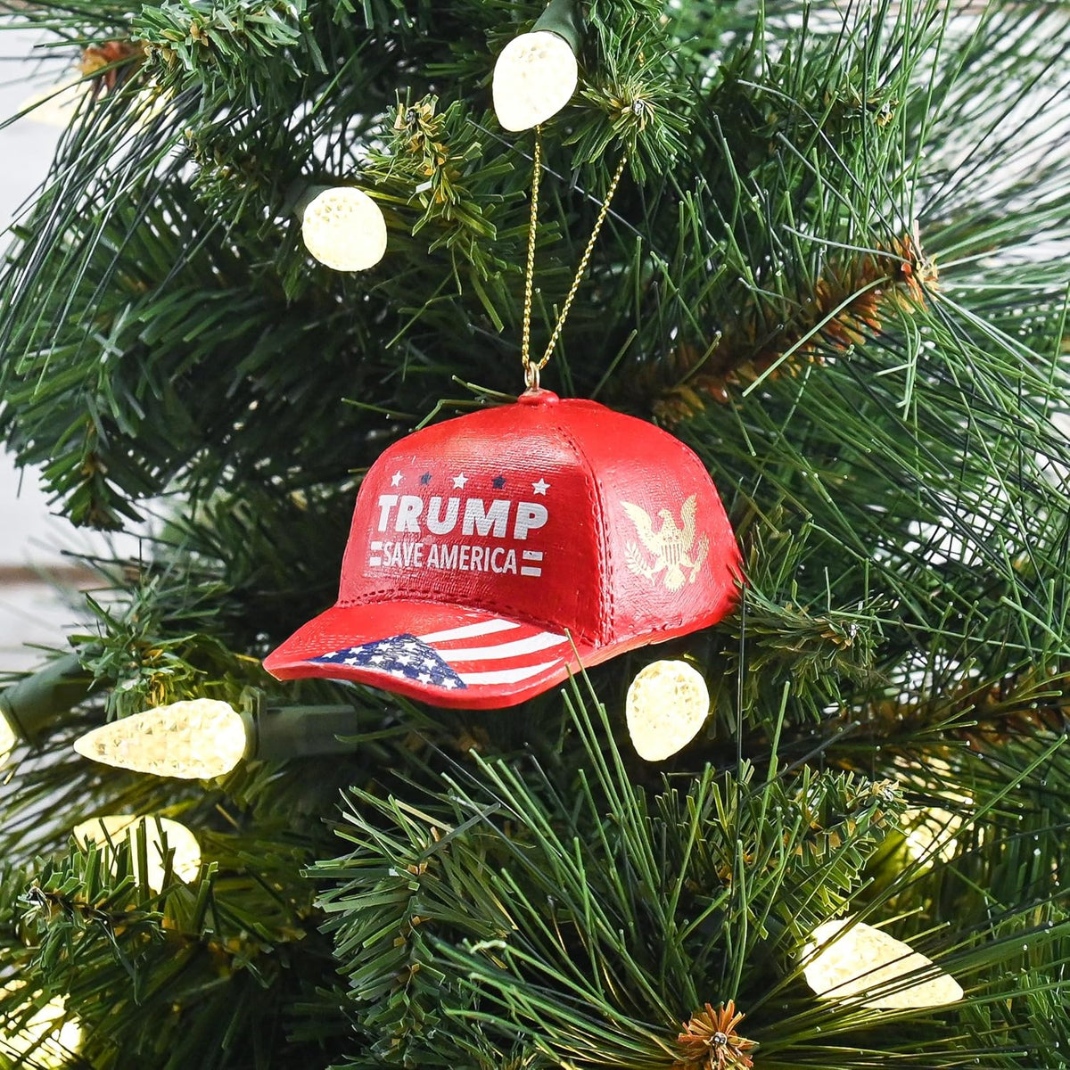 Save America Trump Red Cap Ornament, Christmas Ornaments, Election 2024