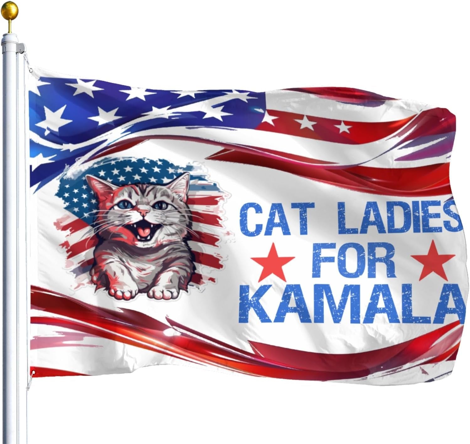 Cat Ladies for Kamala House Flag Funny Cat, Gift For Kamala Harris Supporters, Election 2024