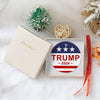 Christmas Ornament, Unfade Ceramic Tree Ornament, US Flag, President Trump, 2024 Make America Great Again, Patriotic Xmas Gift with Red Ribbon & Gift Box
