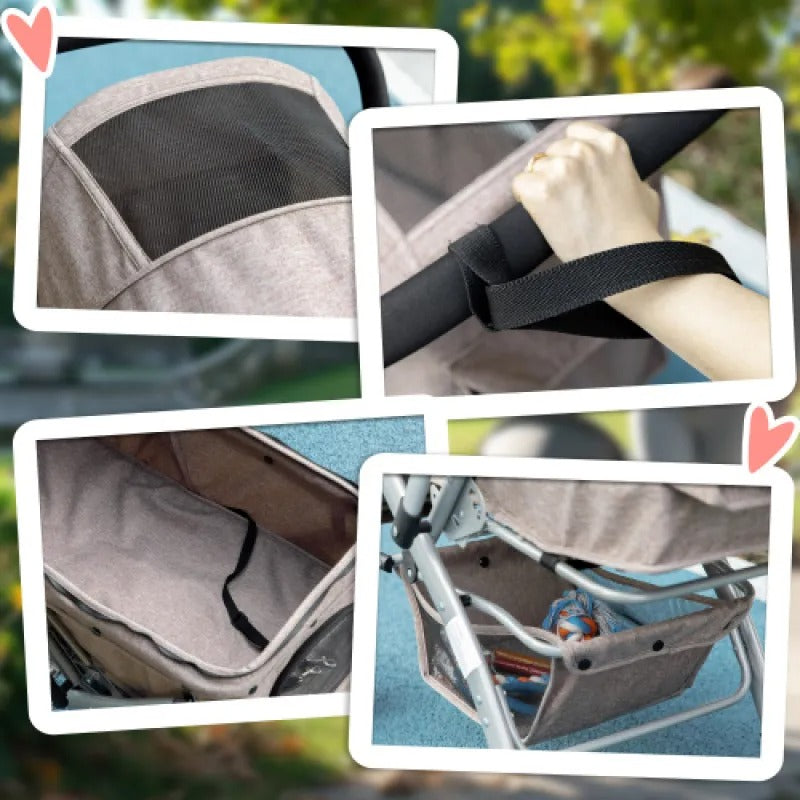 Dog Stroller For Small Dogs Cats, 4 Wheels One-Click Fold Pet Stroller With Swivel Wheels, Pet Accessories, Products For Your Pet