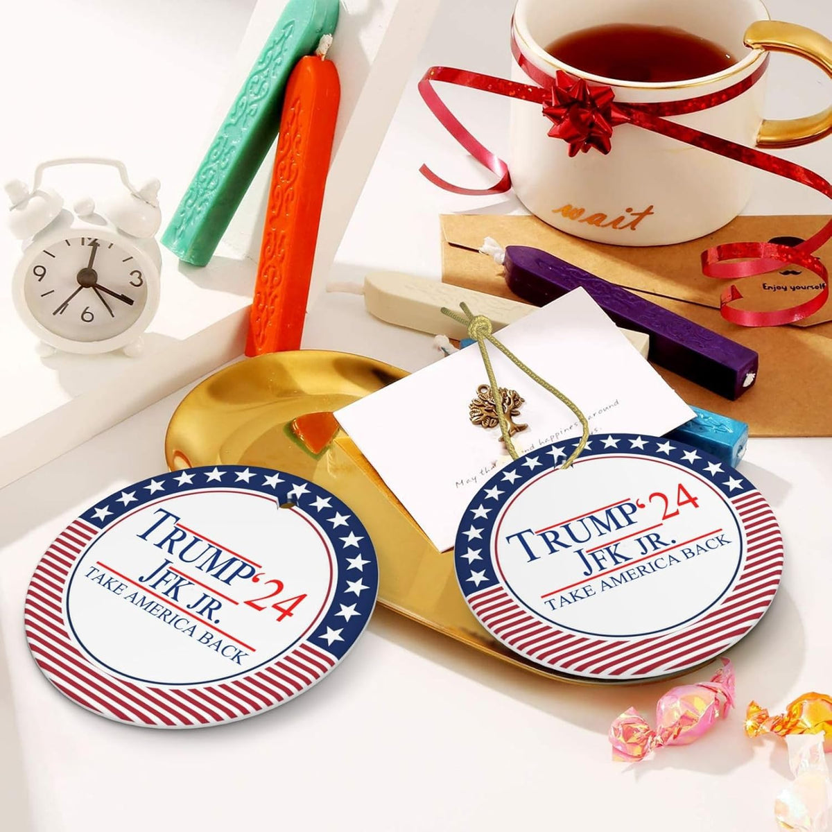 Trump-Jfk-Jr'24 Take America Back Christmas Ornaments, Election 2024