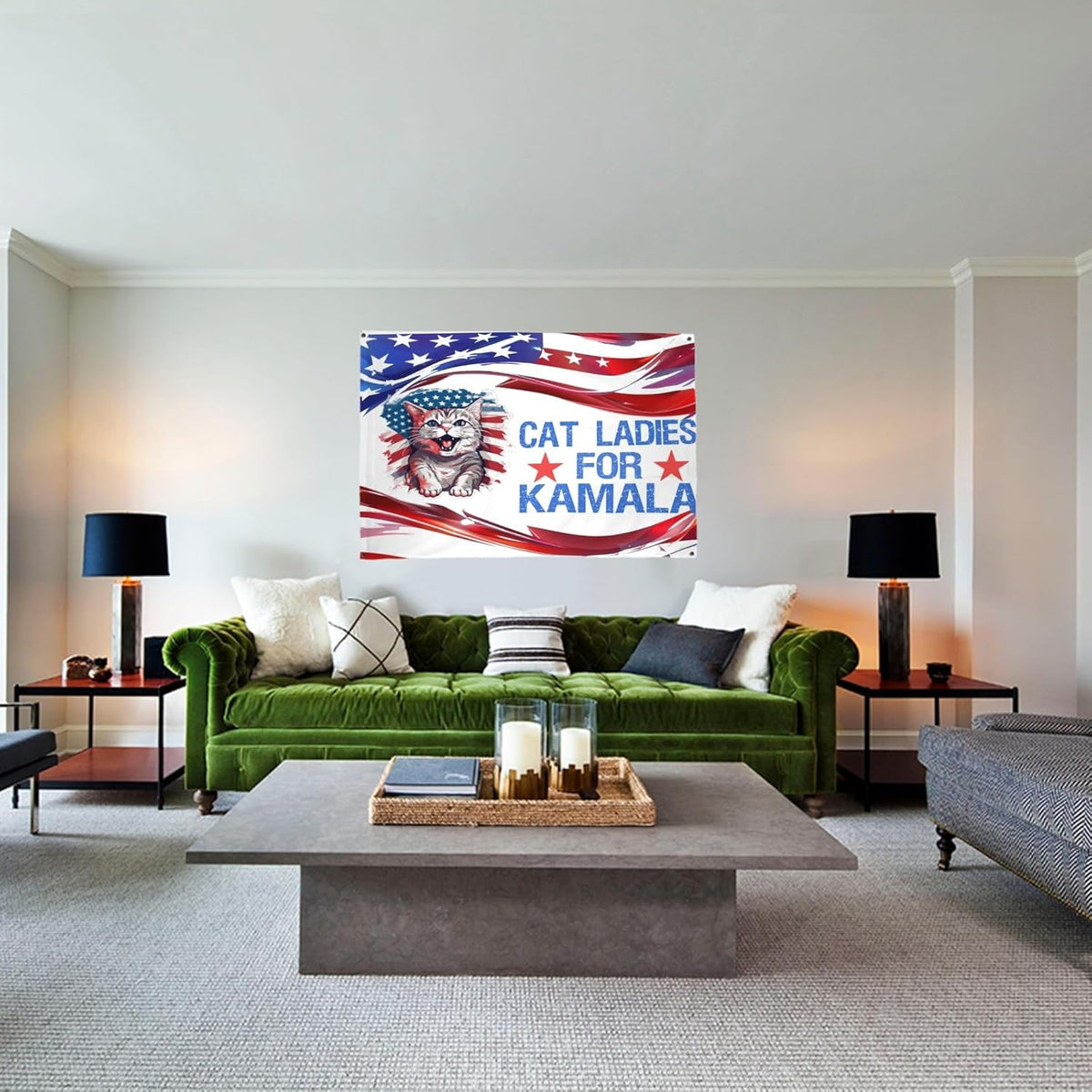 Cat Ladies for Kamala House Flag Funny Cat, Gift For Kamala Harris Supporters, Election 2024