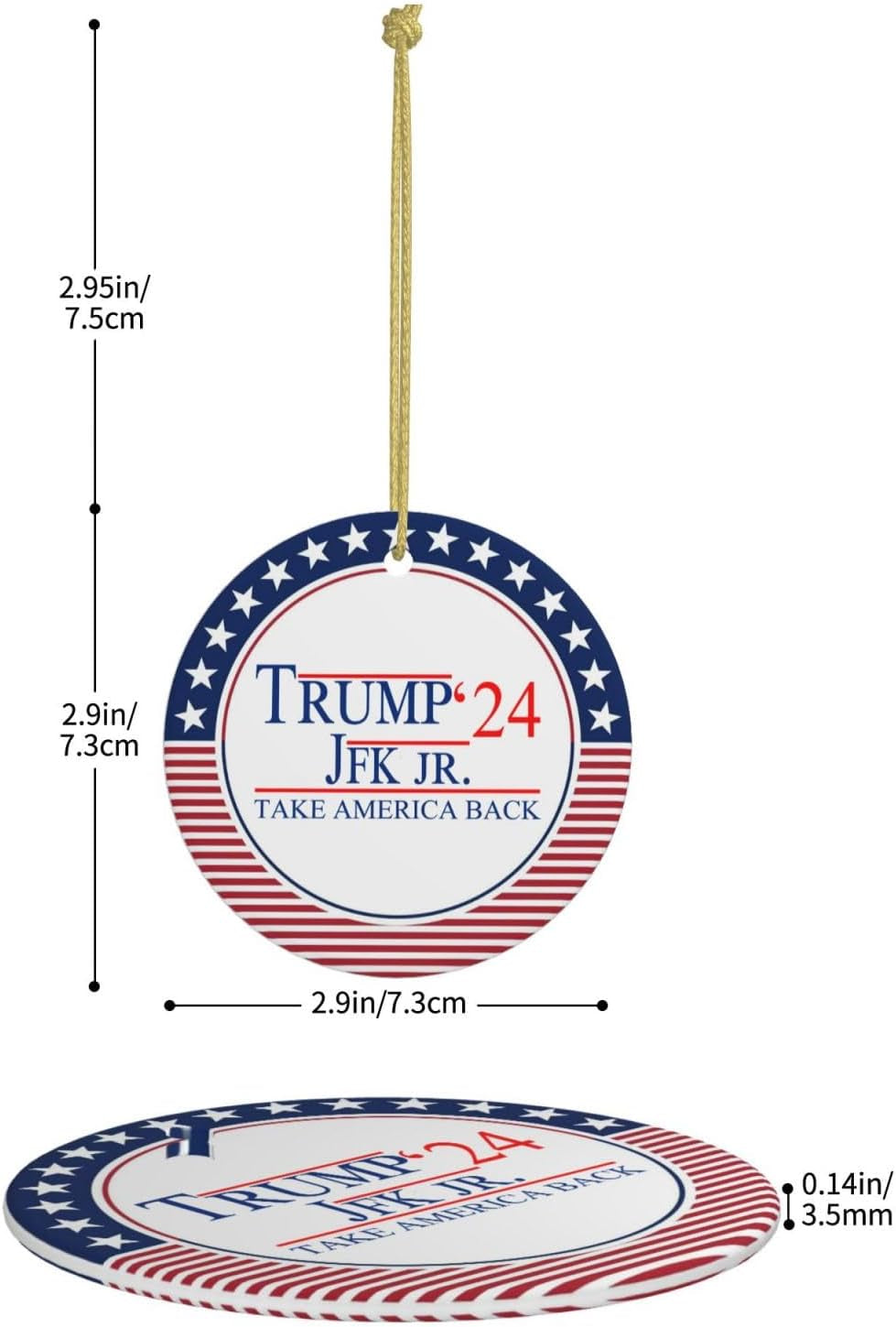 Trump-Jfk-Jr'24 Take America Back Christmas Ornaments, Election 2024