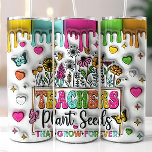 Personalized 3D Teacher Groovy Plant Seeds That Grow Forever Tumbler 20oz Back to School 