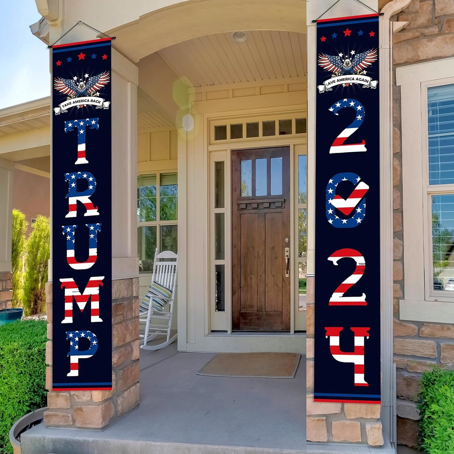 Trump Voted 2024 Take America Back and Save America Again Porch Signs, Banners Outdoor, Gift For Trump Fans