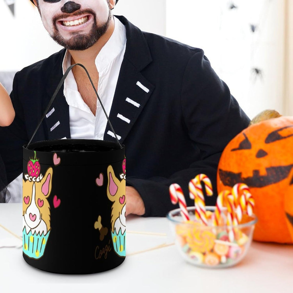 Corgi Cupcake Custom Halloween Trick or Treat Bags, Halloween Candy Bags
