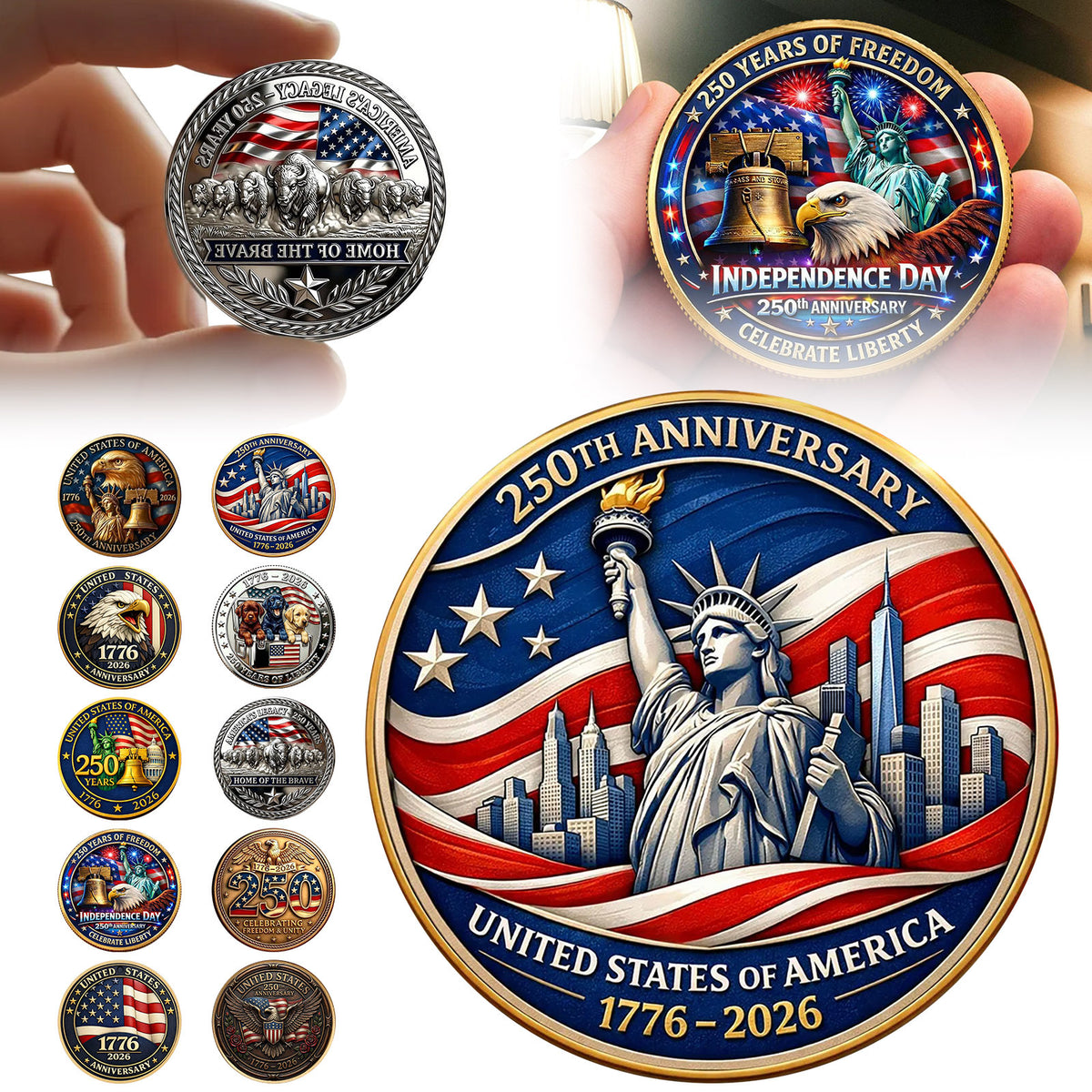 3D Embossed 250th Anniversary Coin, Commemorative Challenge Coin, Collectible Souvenir Gift, Limited Edition Coin