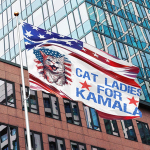 Cat Ladies for Kamala House Flag Funny Cat, Gift For Kamala Harris Supporters, Election 2024