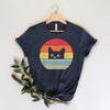 Retro Cat Unisex T-Shirt, Dark Colors Version, Funny Cat Shirt, Cat Mom Cat Dad Gift, Cat Lover Shirt, Vintage Cat Shirt