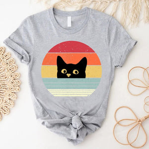 Retro Cat Unisex T-Shirt, Light Colors Version, Funny Cat Shirt, Cat Mom Cat Dad Gift, Cat Lover Shirt, Vintage Cat Shirt