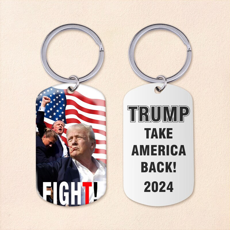 Trump Fight, Take America Back Keychain, Election 2024 - PersonalFury