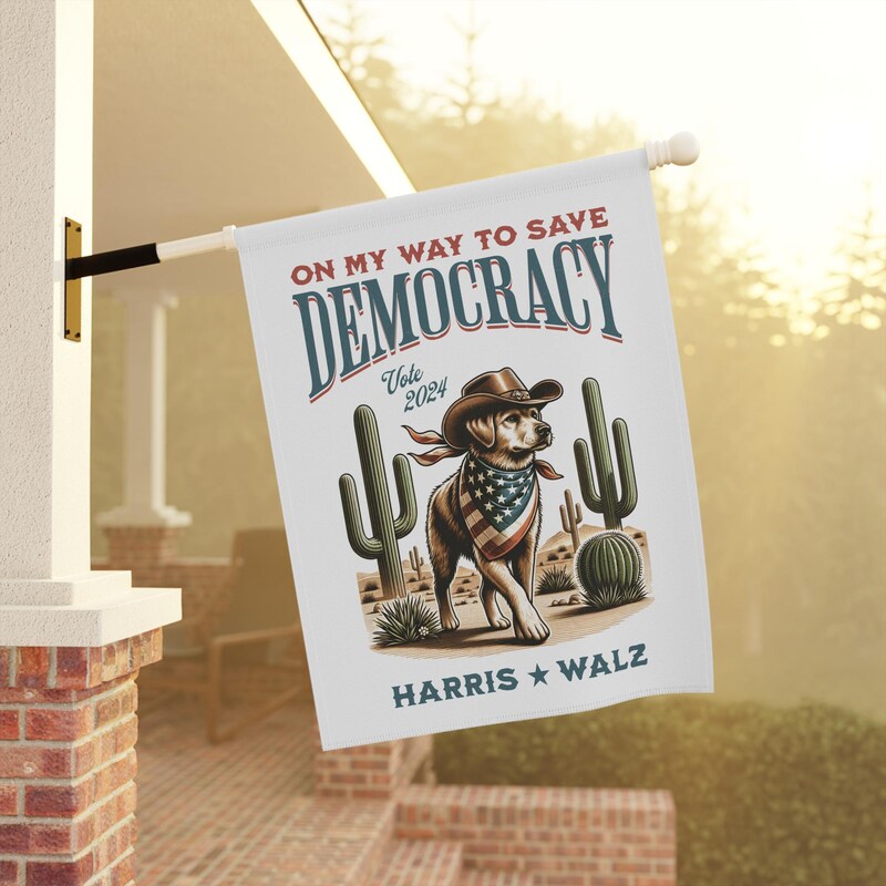 Retro Western Dog Cat Harris Walz Flag, Gift For Kamala Harris Supporters, Election 2024