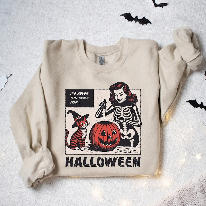 It's never too early for Halloween Unisex Sweatshirt, Summerween Gift, Gift for Cat Mom Cat Dad, Gift for Cat Lovers