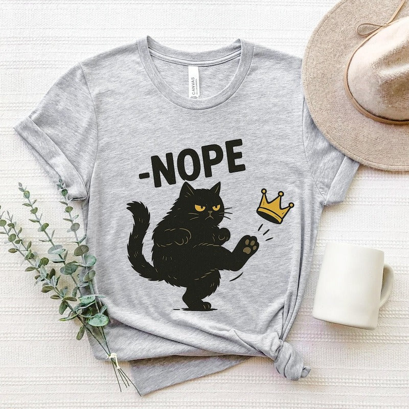 No Kings in America Black Cat Shirt, No Kings Shirt, Funny Political Meme T-Shirt