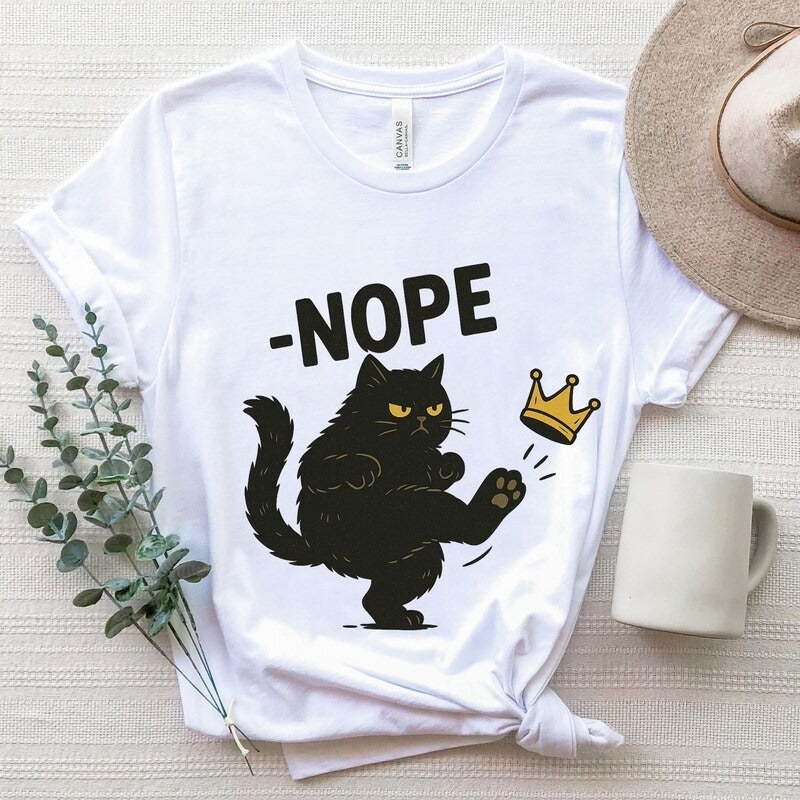 No Kings in America Black Cat Shirt, No Kings Shirt, Funny Political Meme T-Shirt