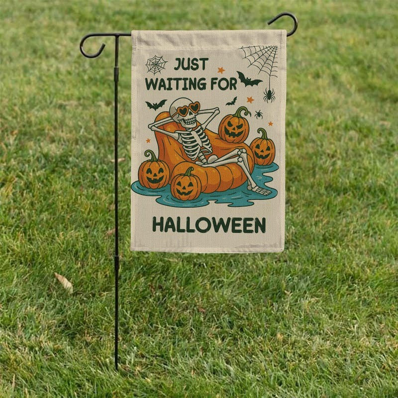 Just wait for Halloween, Summerween Garden Flag Skeleton Yard Decor Funny Summer Garden Decor