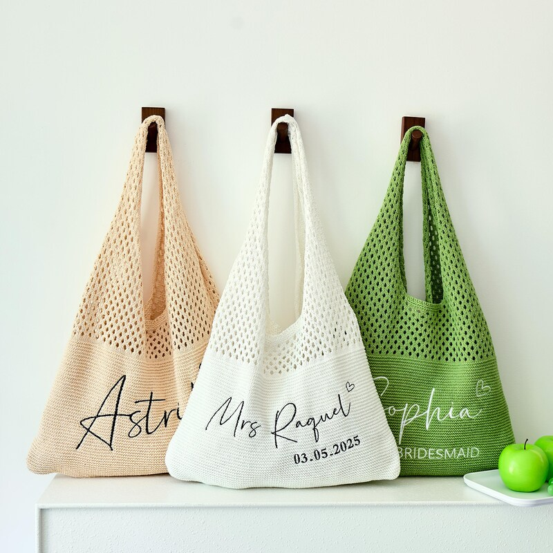 Personalized beach tote bags, Crochet Crochet Tote Bag for Women Travel Vacation, Gift for Her