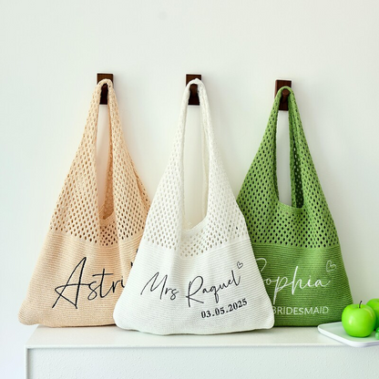 Personalized beach tote bags, Crochet Crochet Tote Bag for Women Travel Vacation, Gift for Her