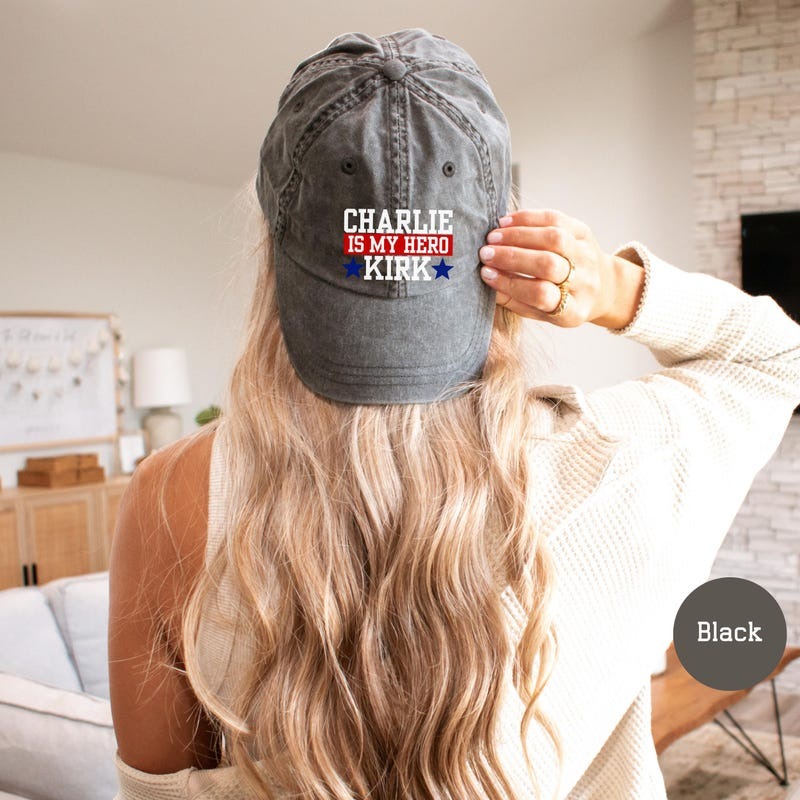 Charlie Kirk Is My Hero Hat, Printed Vintage Cotton Washed Cap