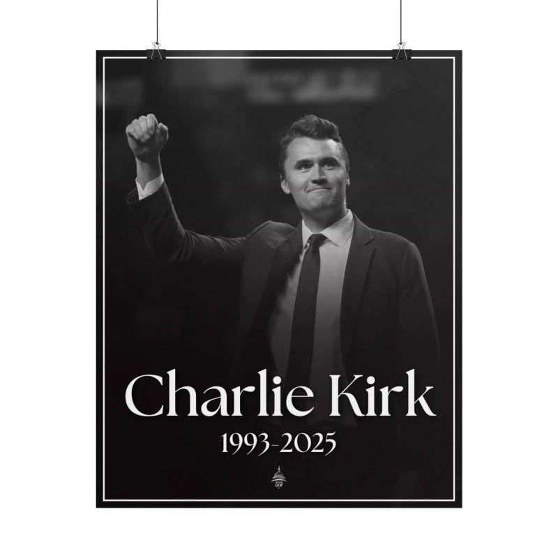 Rest In Peace - Charlie Kirk Poster Black, 1993-2025 Charlie Kirk Poster, Memorial Poster