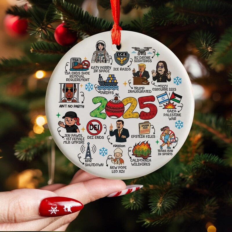 2025 Events Ornament, 2025 Year in Review, 2025 Christmas Ornament, Notable Events of 2025, 2025 Yearly Keepsake