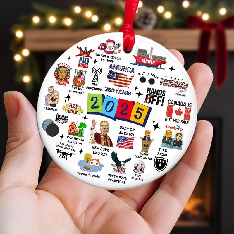 2025 Events Ornament, 2025 Year in Review, 2025 Christmas Ornament, Notable Events of 2025, 2025 Yearly Keepsake