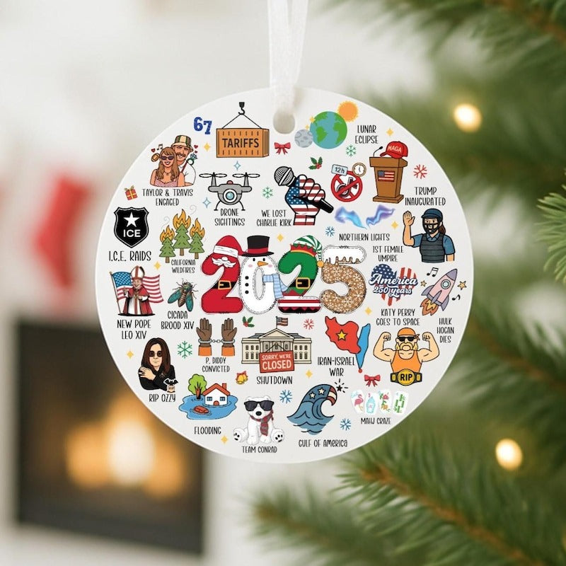 2025 Events Ornament, 2025 Year in Review, 2025 Christmas Ornament, Notable Events of 2025, 2025 Yearly Keepsake