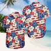 Patriotic US Flag Floral Hawaiian Shirt, USA Aloha Button Shirt, 4th Of July USA, 250th Anniversary Of The USA