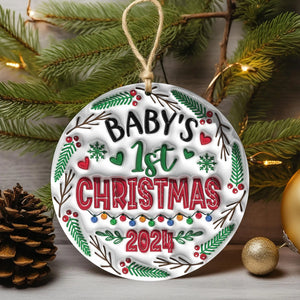 Baby 1st Christmas 3D Inflated Ornament, Personalized Circle Ornaments, Christmas Gifts