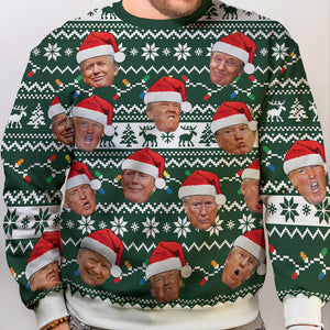 Custom Trump Face Funny Christmas Pattern, Personalized All-Over-Print Sweater, Kid Sweatshirt, Ugly Sweater, Gift For Trump Supporters.