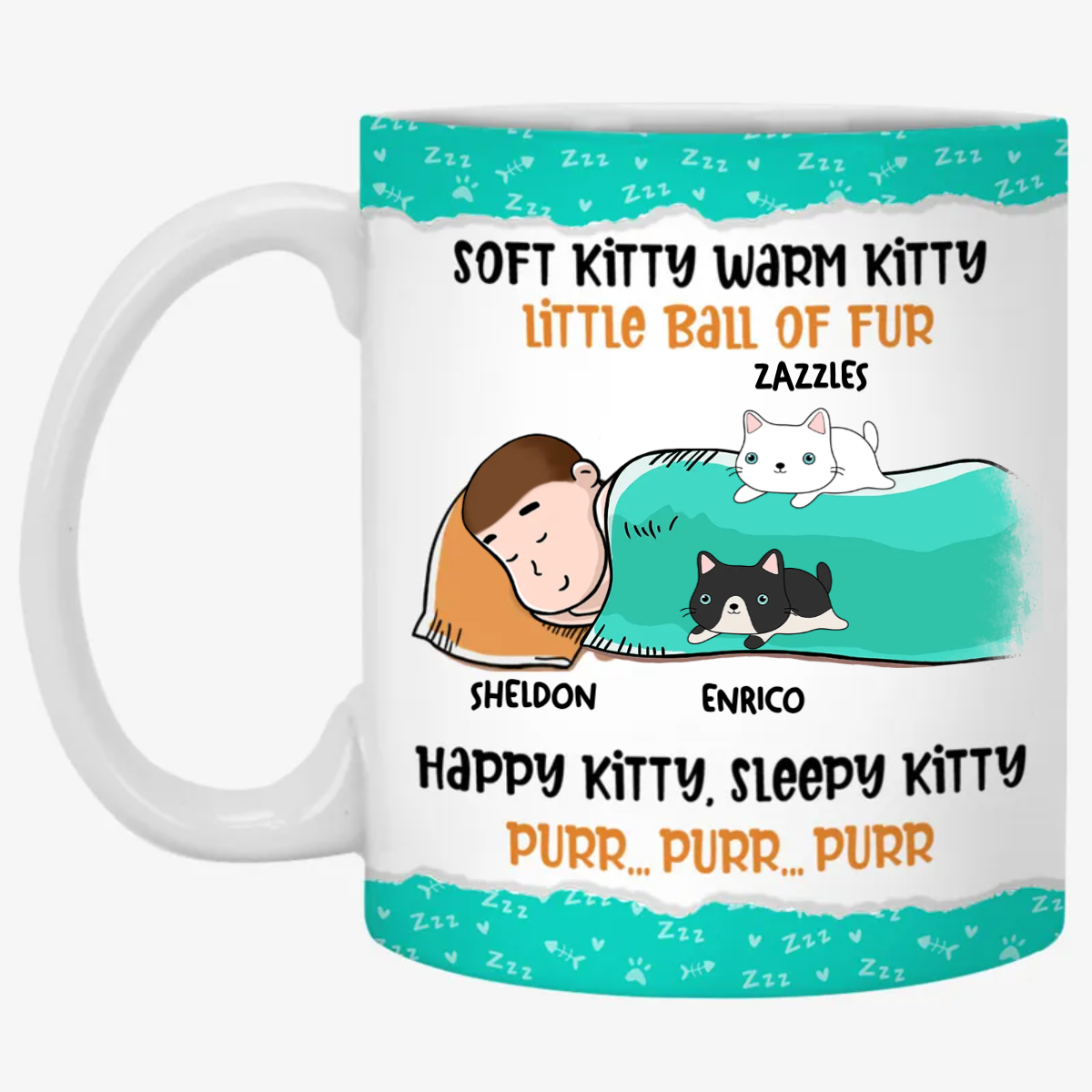 Soft Kitty Warm Kitty, Personalized Mug, Custom Gift For Cat Lovers