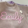 Embroidered Baby Name Flower Sweater, Personalized Baby Sweater, Custom Baby Clothes, Baby Shower Gift, Gift For Christmas