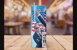 Not Today You Can't Kill Freedom, Trump Assassination Skinny Tumbler, Election 2024