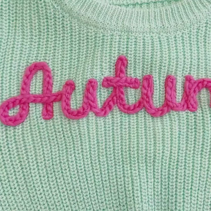 Embroidered Baby Name Color Sweater, Personalized Baby Sweater, Custom Baby Clothes, Baby Shower Gift, Gift For Christmas