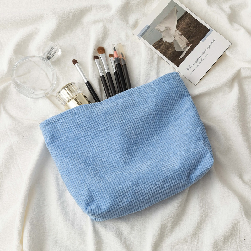Custom Chenille Travel Makeup Bag, Personalized Corduroy Name Toiletry Bag, Gift For Her
