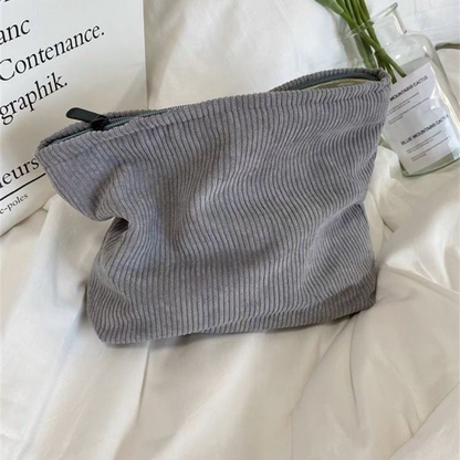 Custom Chenille Travel Makeup Bag, Personalized Corduroy Name Toiletry Bag, Gift For Her