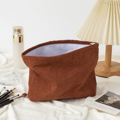 Custom Chenille Travel Makeup Bag, Personalized Corduroy Name Toiletry Bag, Gift For Her
