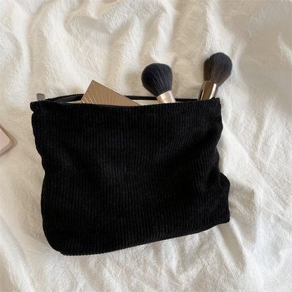 Custom Chenille Travel Makeup Bag, Personalized Corduroy Name Toiletry Bag, Gift For Her
