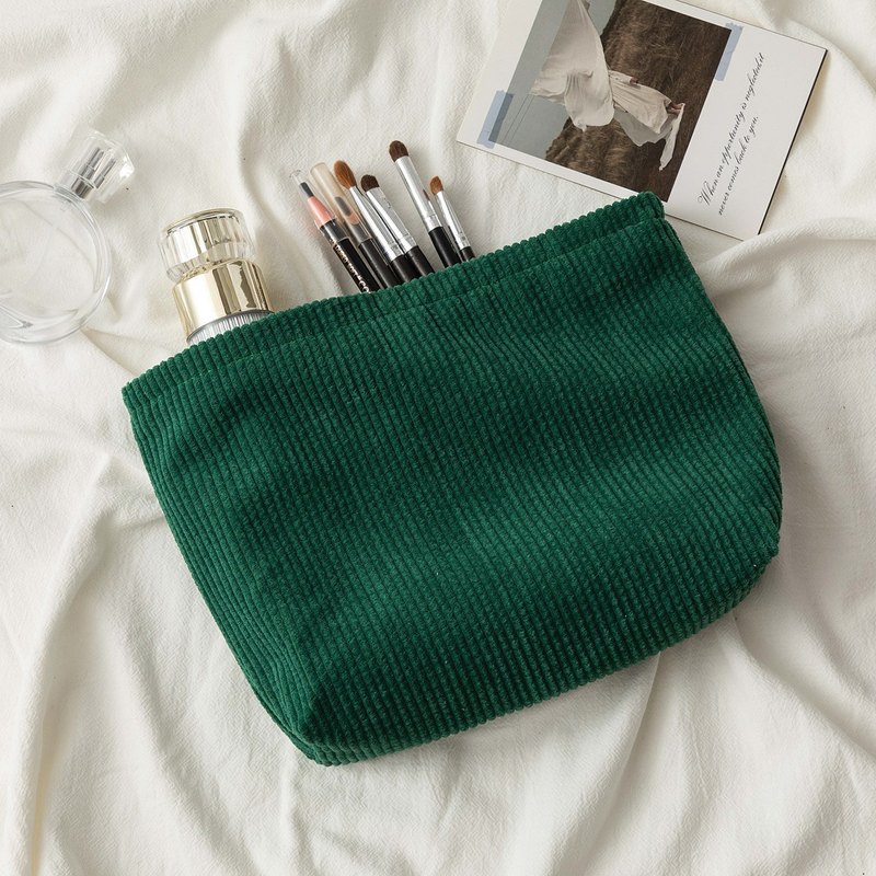 Custom Chenille Travel Makeup Bag, Personalized Corduroy Name Toiletry Bag, Gift For Her