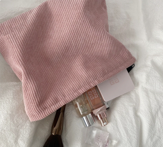 Custom Chenille Travel Makeup Bag, Personalized Corduroy Name Toiletry Bag, Gift For Her