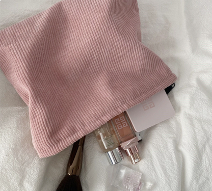 Custom Chenille Travel Makeup Bag, Personalized Corduroy Name Toiletry Bag, Gift For Her