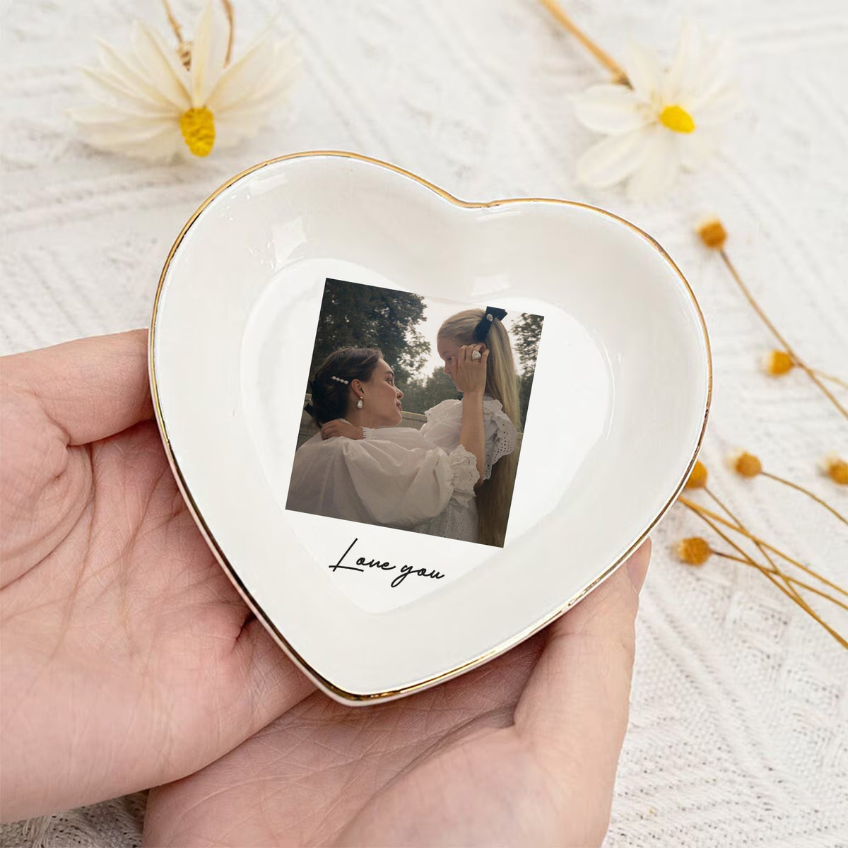 Personalized Photo Ring Dish, Custom Heart Jewelry Dish with Picture, Mother's Day Gift, Gift for Mom