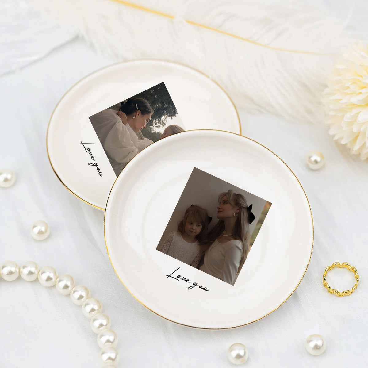 Personalized Photo Ring Dish, Custom Heart Jewelry Dish with Picture, Mother's Day Gift, Gift for Mom