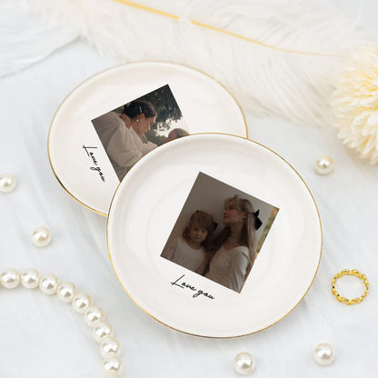 Personalized Photo Ring Dish, Custom Heart Jewelry Dish with Picture, Mother's Day Gift, Gift for Mom