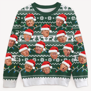 Custom Trump Face Funny Christmas Pattern, Personalized All-Over-Print Sweater, Kid Sweatshirt, Ugly Sweater, Gift For Trump Supporters.