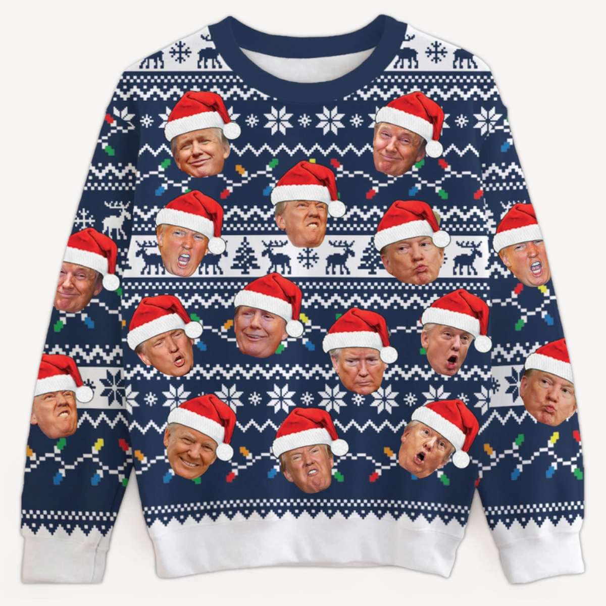Custom Trump Face Funny Christmas Pattern, Personalized All-Over-Print Sweater, Kid Sweatshirt, Ugly Sweater, Gift For Trump Supporters.